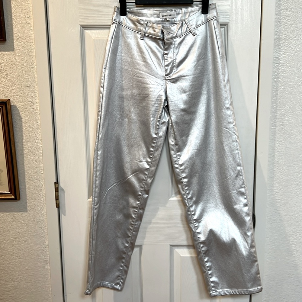 Metallic silver slacks